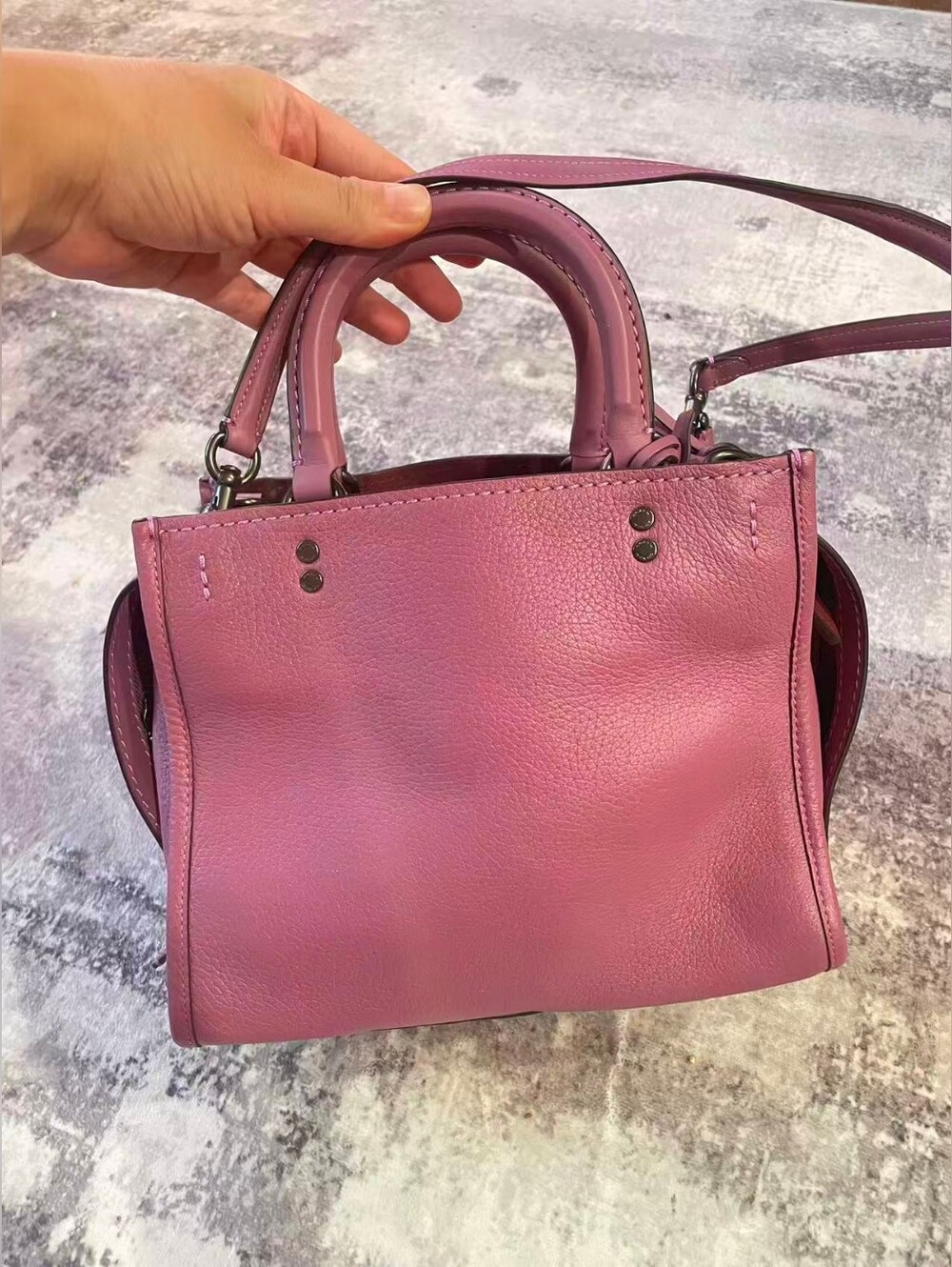 [Extra Strap Included]Coach Rouge 25 Stylish Pink Leather Top-Handle Bag